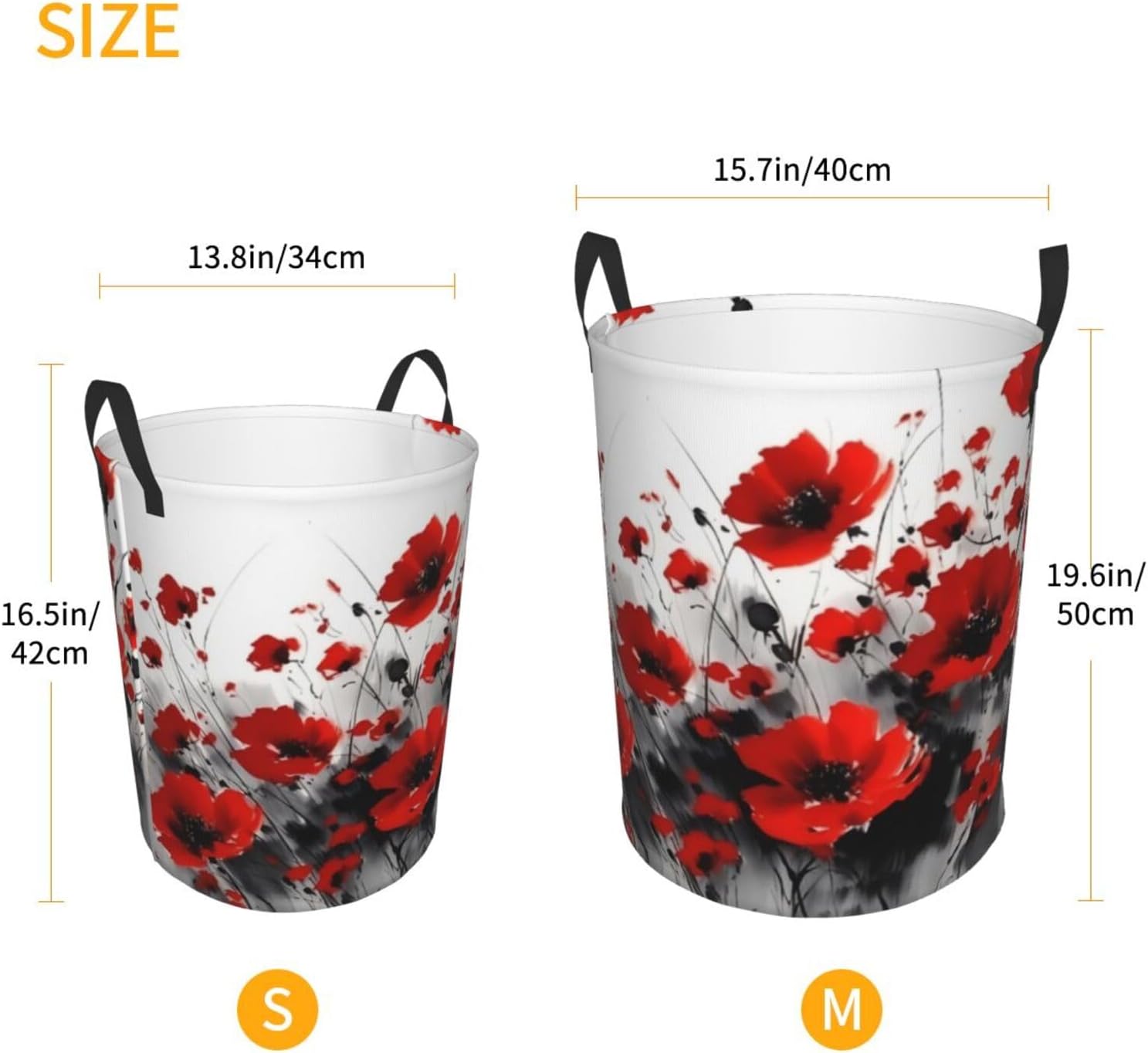 Red Poppy Flower Laundry Hamper,Portable Clothes Hampers,Storage Basket Toys Storage Organizer For Home Dorm
