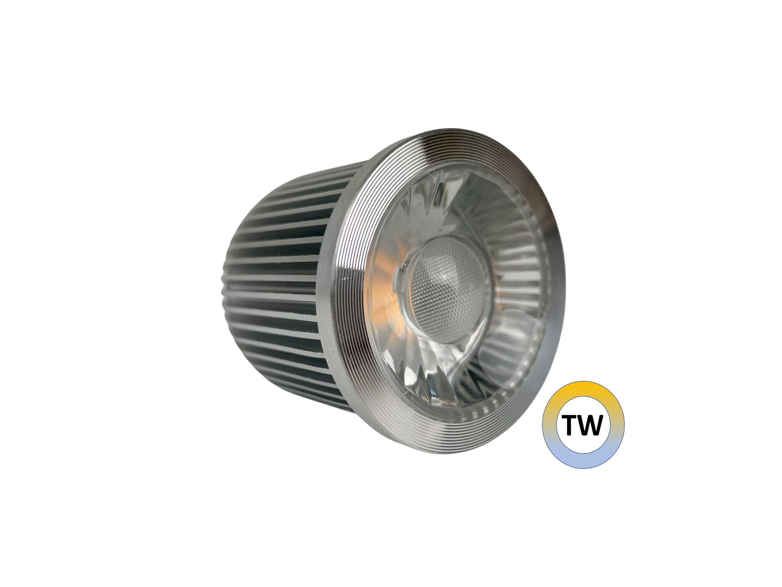 24 V CCT LED spot, 8 W do standardowych opraw montażowych "MR16", Tunable White do np. Loxone, KNX, Comexio, DMX (obudowa srebrna)