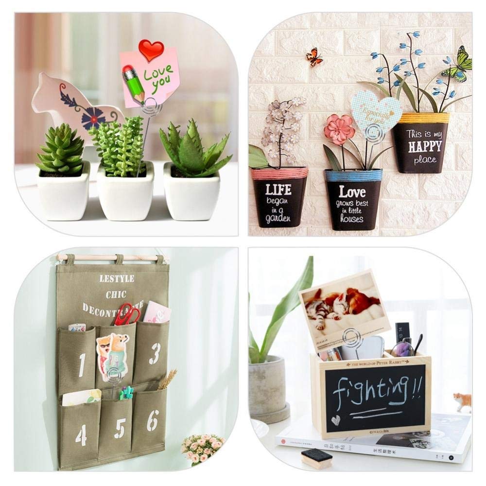 KSTE Uchwyt na klips Memo, Uchwyt na notatki Klips Srebrny Uchwyt na zdjęcia DIY Craft Metal Wires Karta fotograficzna Memo Note Uchwyt na klipsy Osobowość kreatywna Uchwyt na karty papierowe (50)