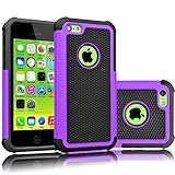 Tekcoo iPhone 5C Case, [Tmajor Series] [Purple/Black] Shock Absorbing Hybrid Impact Defender Rugged Slim Case Cover Shell for Apple iPhone 5C Hard Plastic Outer + Rubber Silicone Inner