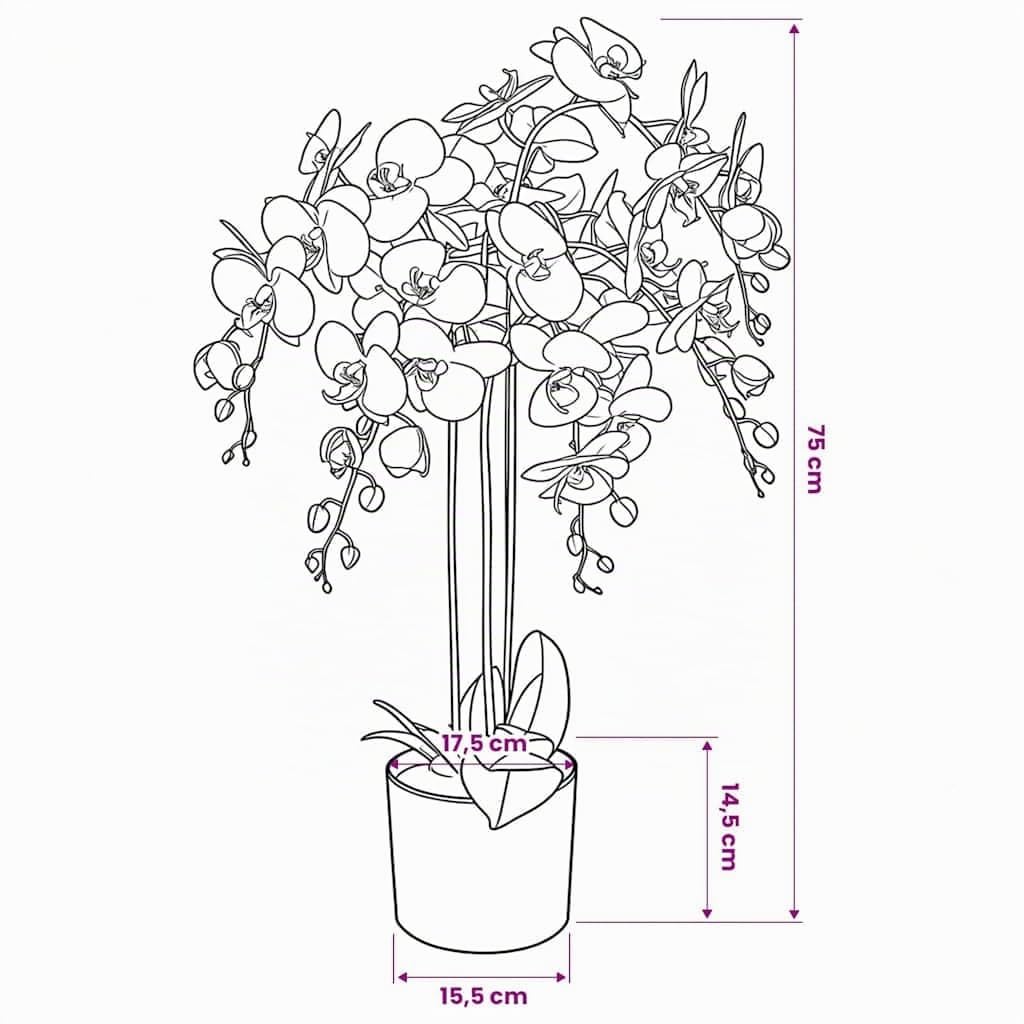 vidaXL Orchidea Artificiale con Vaso75 cm Bianca