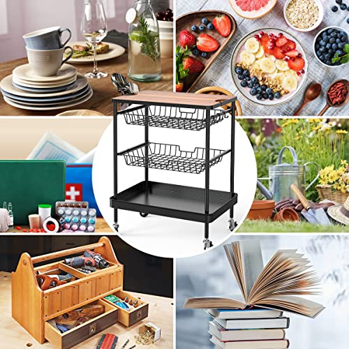 Aratan Kitchen Cart With Storage, 4 Tier Kitchen Cart With Drawers, Rolling Cart With Table Top For Home, Dining Room, Office, Restaurant, Hotel #TOP6