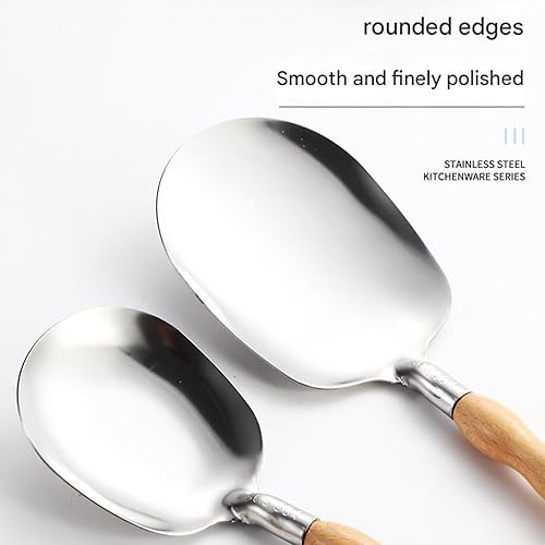 Miniatura 3 de 10Pcs Stainless Steel Kitchen Utensils Set with Natural Wood Handle Professional Cooking Tool for Home Cook