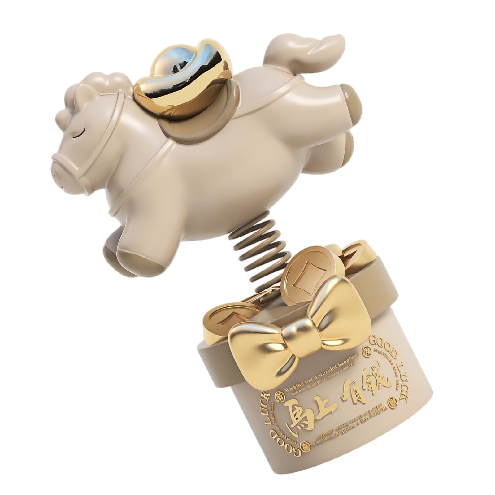 Figurine cheval en résine beige présent symbolique et relaxant à offrir