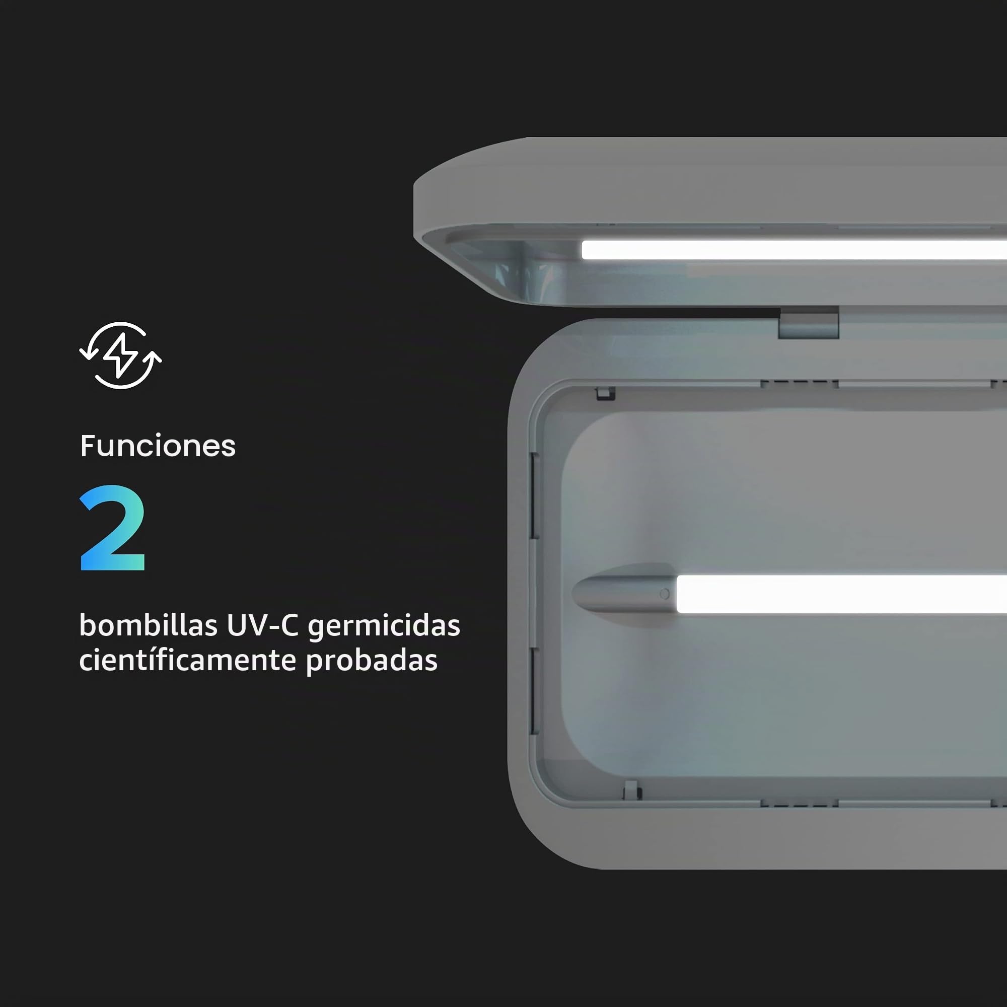 PhoneSoap 3 Desinfectante UV para teléfonos celulares y Cargador Doble Universal para teléfonos | Sanitizador UV Patentado y clínicamente Probado | Limpia y Carga Todos los teléfonos - Negro