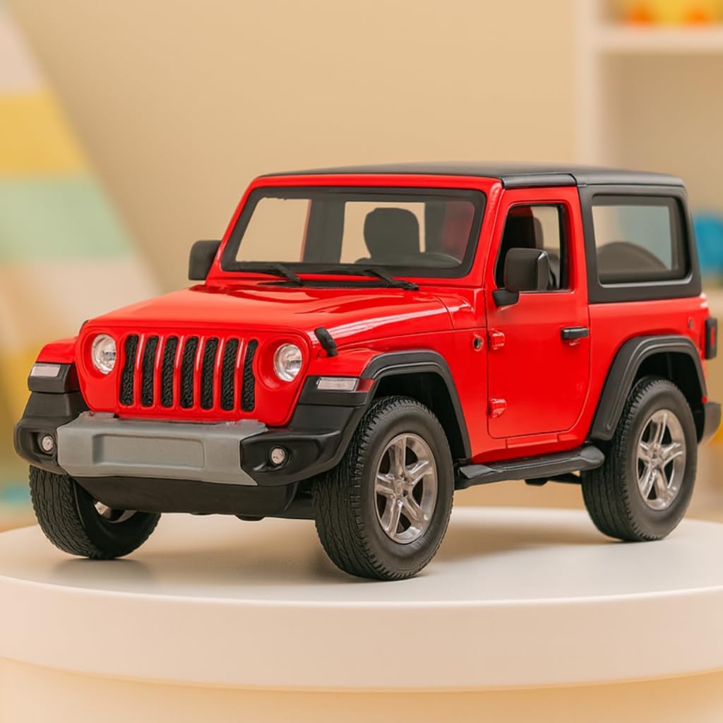 ADTOO Thar Pull Back Die-Cast Toy SUV Car with Openable Doors, Red and Black, 12 x 5 x 5 Cm (Pack of 1)