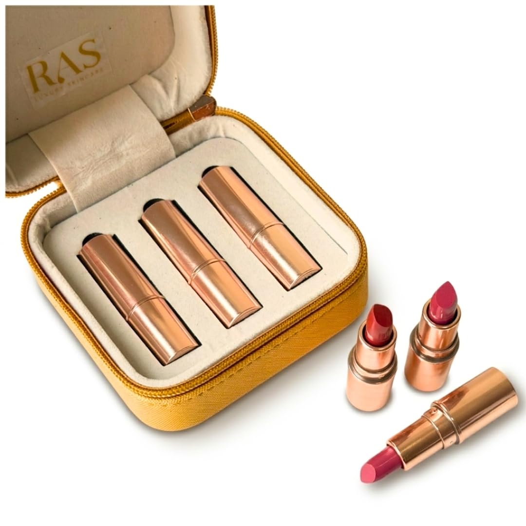 RAS Luxury Oils Lumiere Satin Matte Mini Lipstick Set of 3 for women | Long Lasting Hydrating Satin Matte Lipsticks | Creamy Pigmented Mini Lipstick Trio | Travel Size Lipstick Set for women | Lightweight Lipstick-image-18