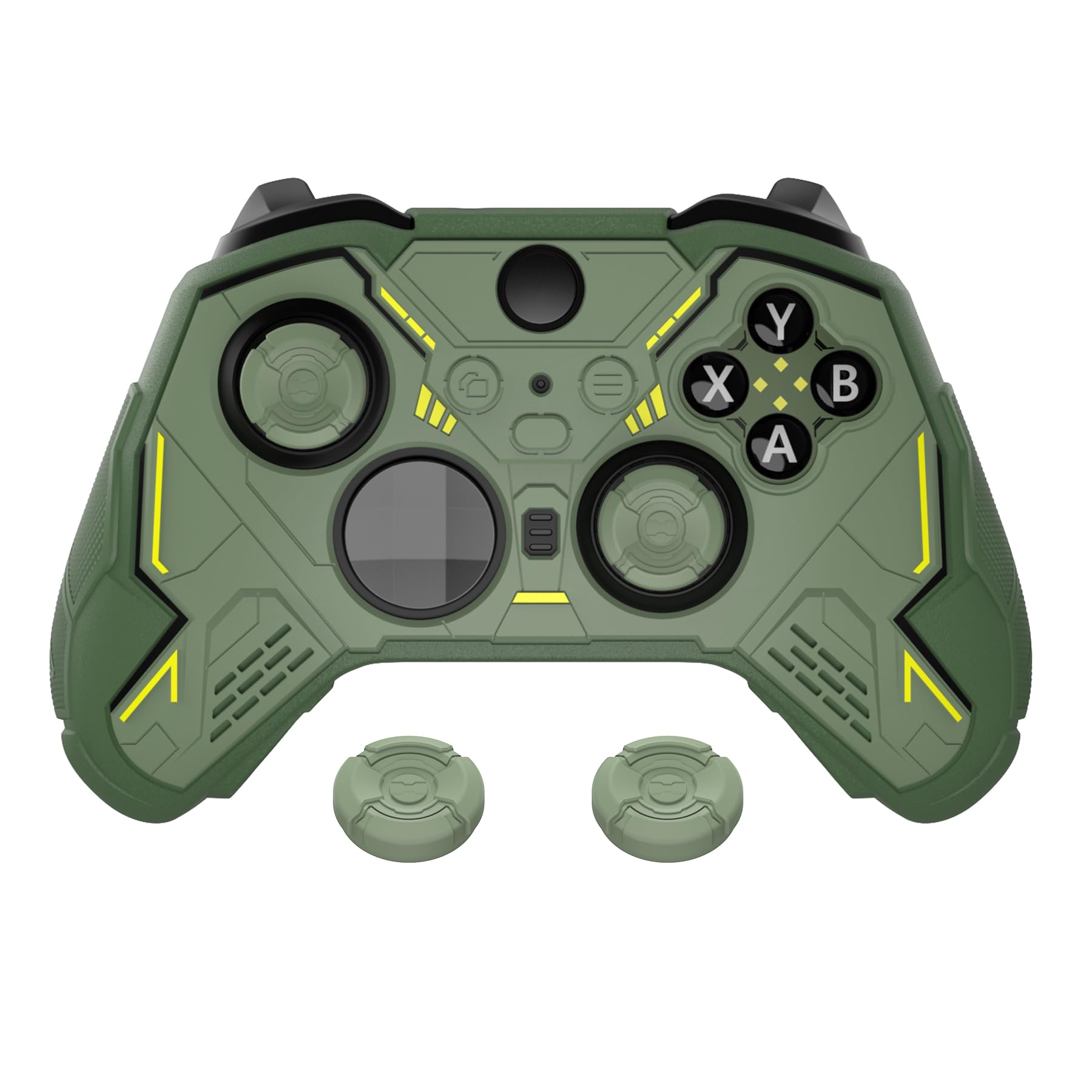 Photo 1 of PlayVital Stellar Mecha Silicone Cover Skin for Xbox Elite Series 2 & Elite Series 2 Core, Non-Slip Grip Protector for Xbox Elite 2 with Thumb Grips & Stickers, Army Green & Racing Green