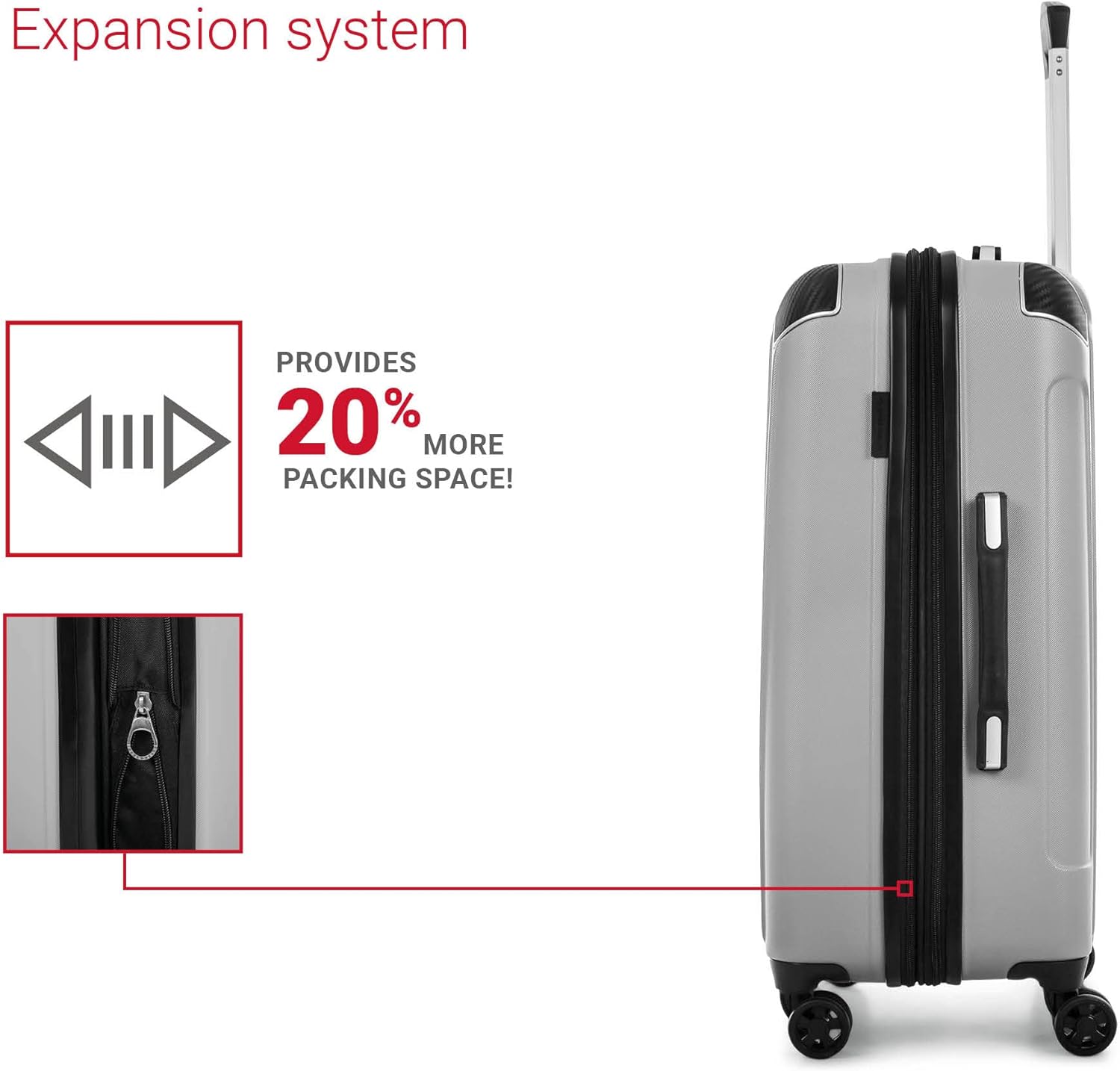 review BUGATTI Swiss Mobility PVG Collection Hard Shell Spinner Carry On Luggage for Airplanes, Expandable Suitcase with 360-Degree Spinner Wheels, Retractable Handle, Airline Approved, 20 Inch, Silver