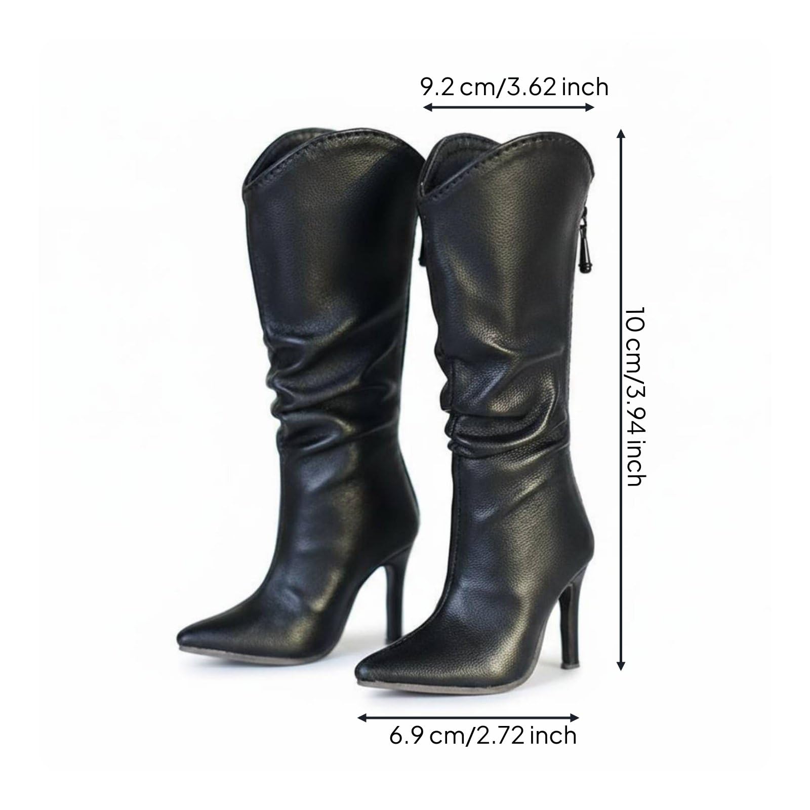 Stivali Alti per Bambole Stivali Bambola Stivaletti Bambola Scarpe Bambola Calzature Bambola in Pelle PU Finitura Liscia , Nero , Quattro Punti Disponibile