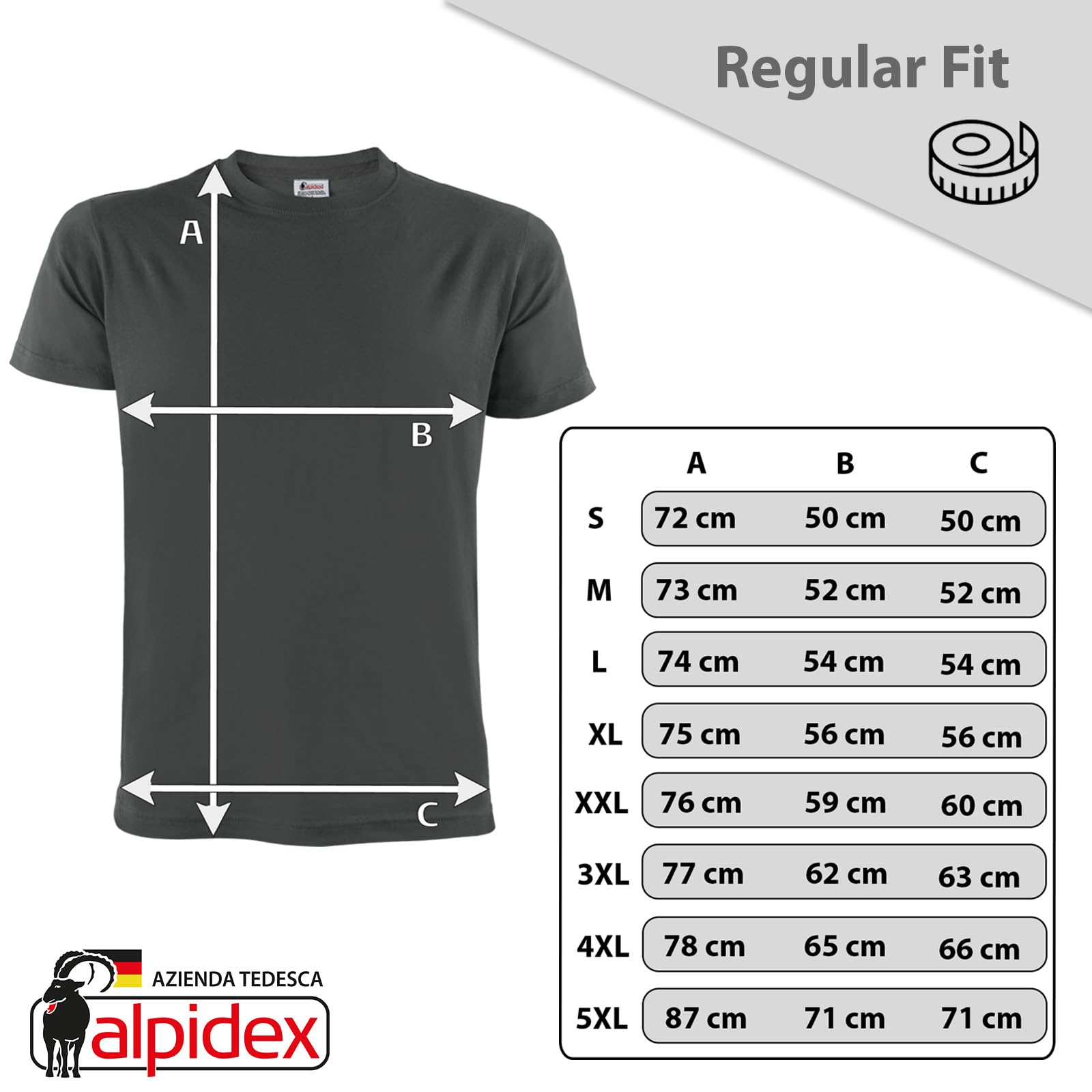 ALPIDEX T-Shirt Magliette da Uomo Confezione da 5 con Girocollo - Taglie S M L XL XXL 3XL 4XL 5XL