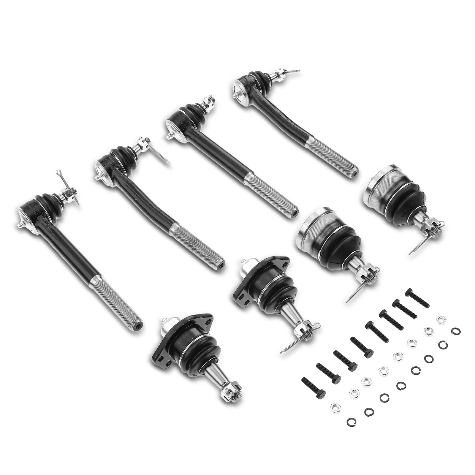 A-Premium Set of 8, Front Upper Lower Ball Joint, Inner Outer Tie Rod End, Compatible with Chevy Impala Caprice, Buick LeSabre Electra, Cadillac DeVille Fleetwood, Pontiac Safari, Oldsmobile Delta 88