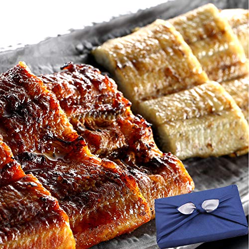 【贈り物用全般】豊橋うなぎ紅白セット(蒲焼き・白焼き) 211-230g×各1尾（約4人前）[化粧箱+風呂敷]