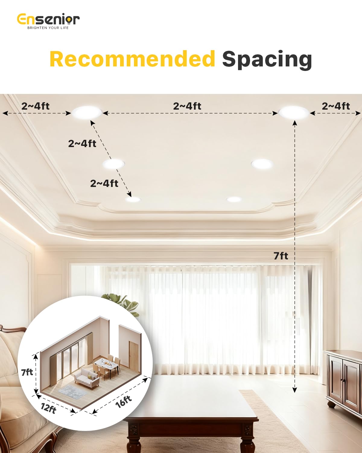 Ensenior LED Recessed Lights - 6 Pack, Dimmable -8