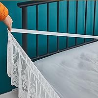 Vista 2 de Envoltura de cama elástica con ribete de encaje, falda de cama con volantes de fácil ajuste, color blanco (beige, matrimonial)