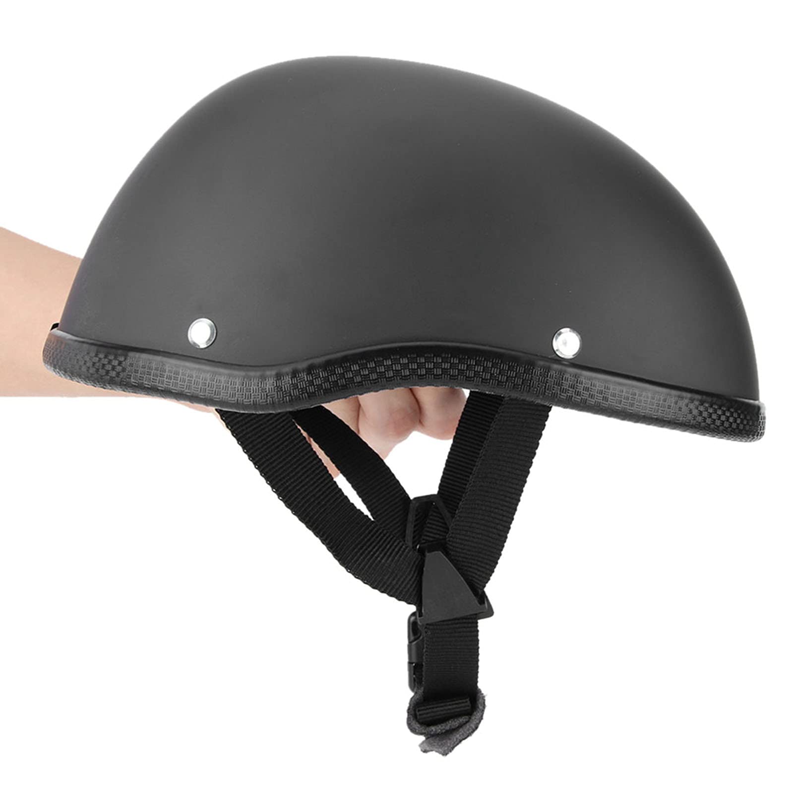 Caschi semi-retro, stile retrò, con guscio nero opaco, chiusura rapida, cinturino universale per moto, scooter e bici elettriche