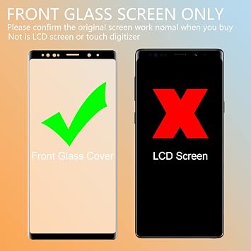 for Samsung Galaxy Note 9 Front Glass Screen Replacement Outer Screen incl Waterpoof Frame Adhesive,Repair Glue and Lamp Tool Kit(No Digitizer,No LCD) N960U