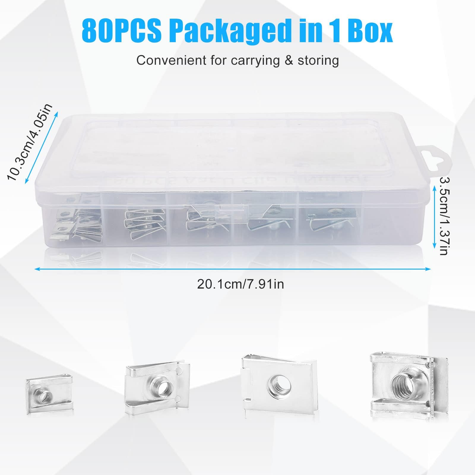 50 Pcs M6 U-Shaped Clip Nuts With Box - Car Panel Fasteners For Auto, Motorcycle, Truck Repair