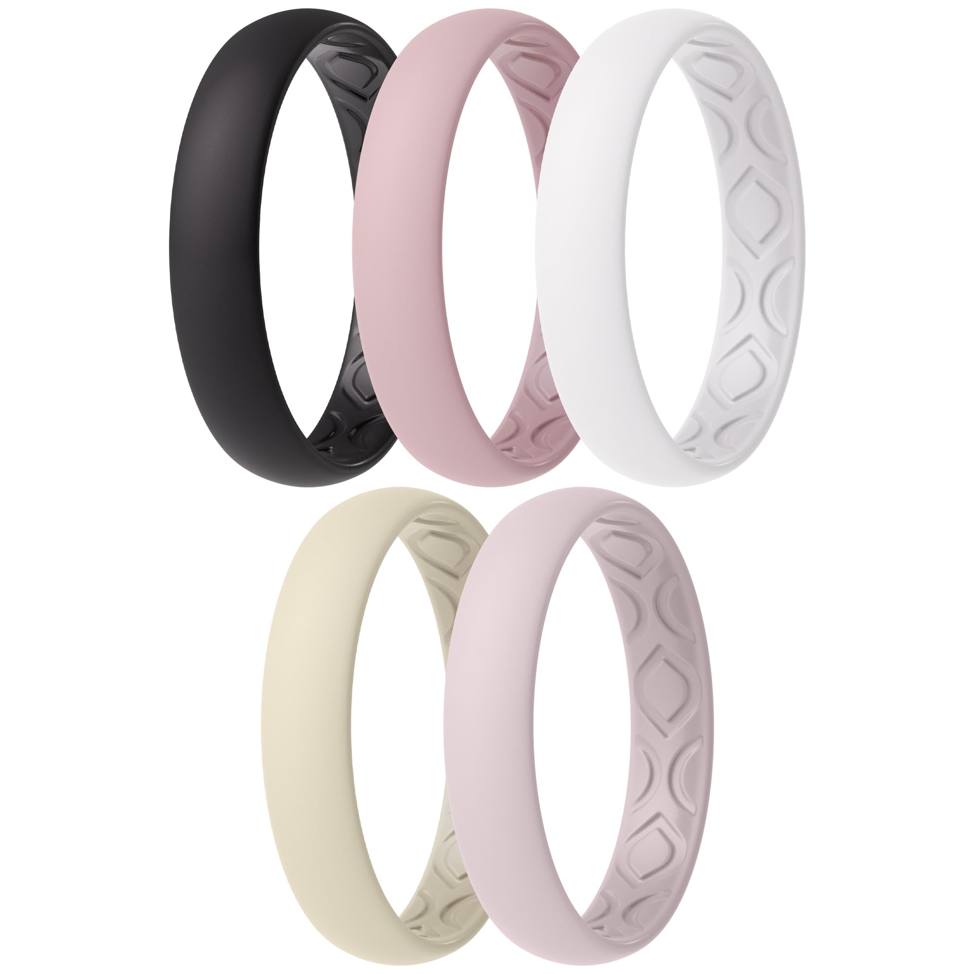 ThunderFit Women Breathable Silicone Bridal Rings Sets For Her, 4mm Wide