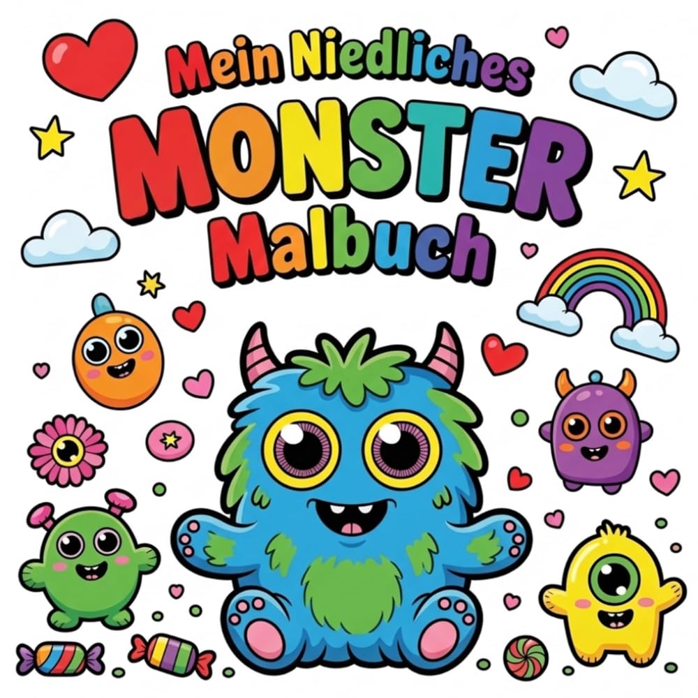 Mein Niedliches Monster Malbuch: Süße & einfache Ausmalbilder für Kinder ab 3 Jahren | Große Motive mit dicken Linien