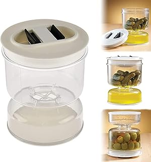 Pickle and Olive Hourglass jar, Pickle Flip Jar Separated from Wet and Dry, Pickle Jar with Strainer Flip, Juice Separator, for Airtight Food Storage (1PCS)