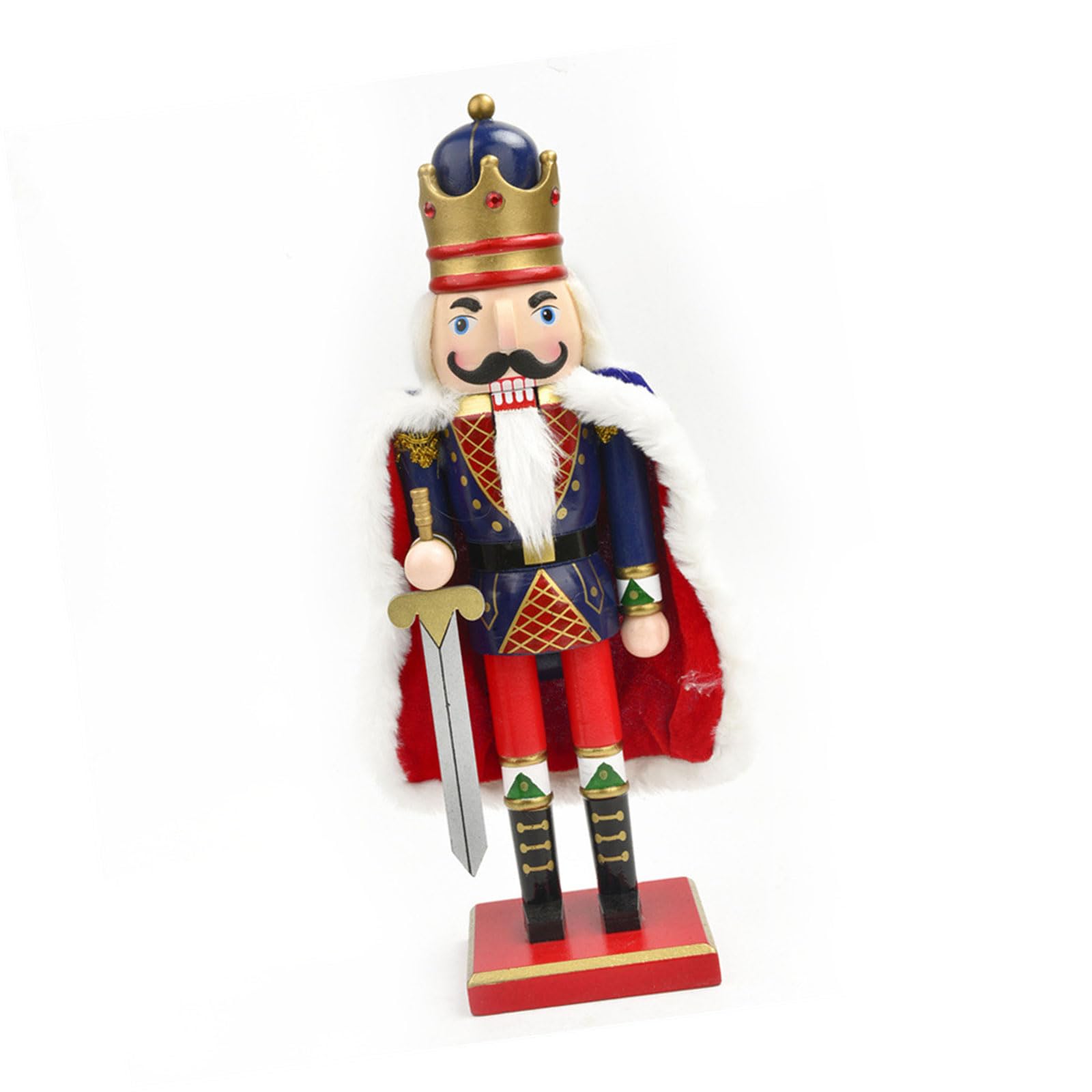 Xinsheinelry Christmas Nutcrackers Statue 38Cm Tall Hand Painted Wooden Soldier Figure Homes Festivities Decors Christmas Nutcrackers Soldier Decoration