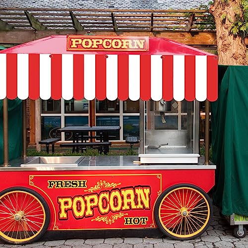 Image of Preboun 5 Pcs Carnival Awning Decorations Tent Circus Hanging Decorations Carnival Banner Concession Stand Sign Canopy Awning for Pirate Summer Party, 9.84''x78.74'' (Red and White)