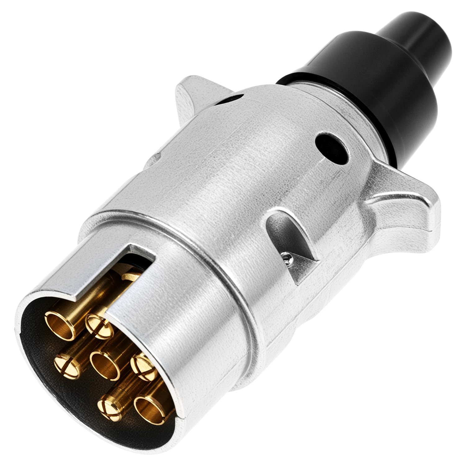 QWORK® Wtyczka do przyczep 7-pinowa z metalu wodoodpornego, obudowa z aluminium i styki z mosiądzu, dla pojazdów i przyczep 12V