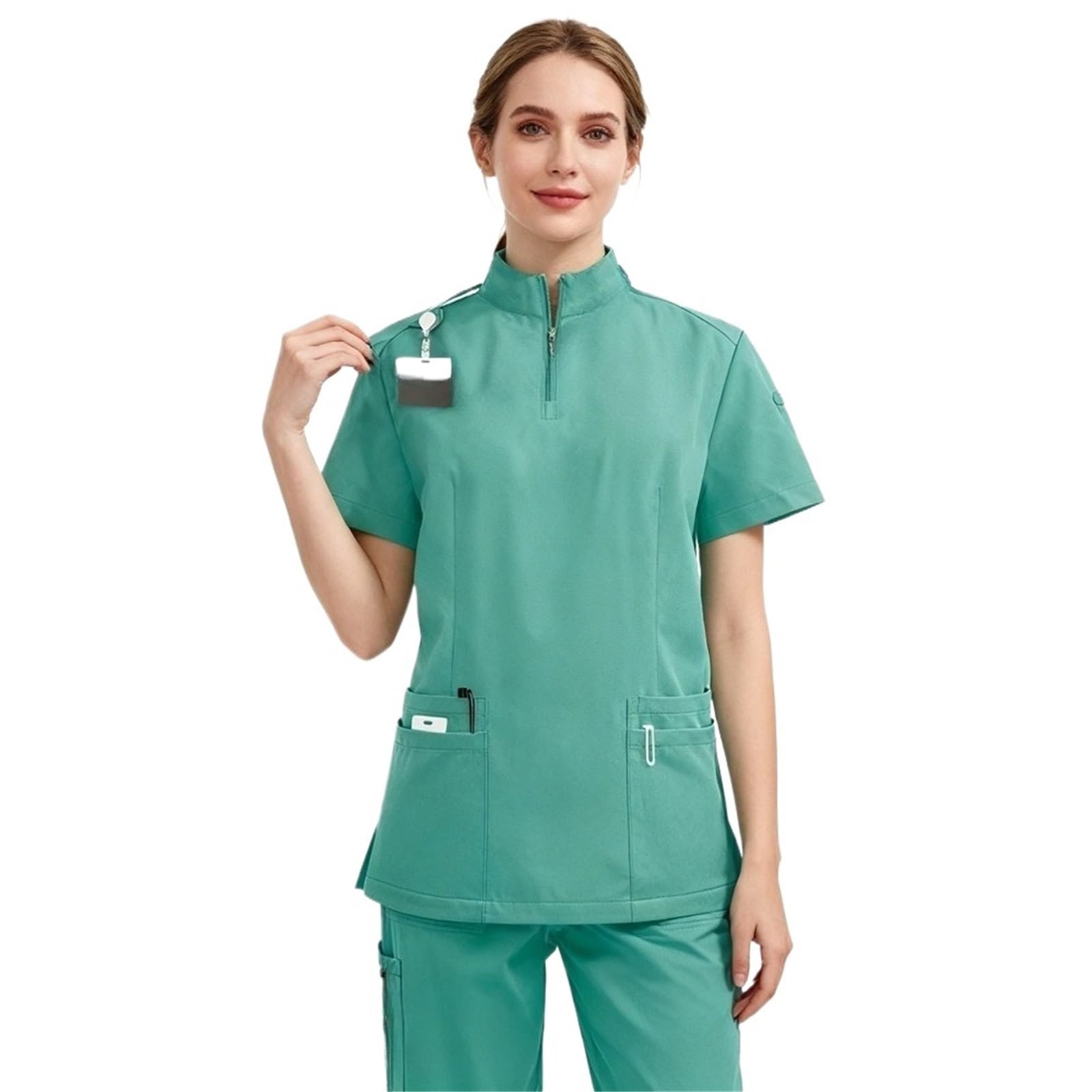 Uniformes Sanitarios Mujer Uniforme de Enfermera Servicio estándar: Conjunto Uniformes médicos Esenciales for Uso Diario en hospitales y clínicas | Grass green,L