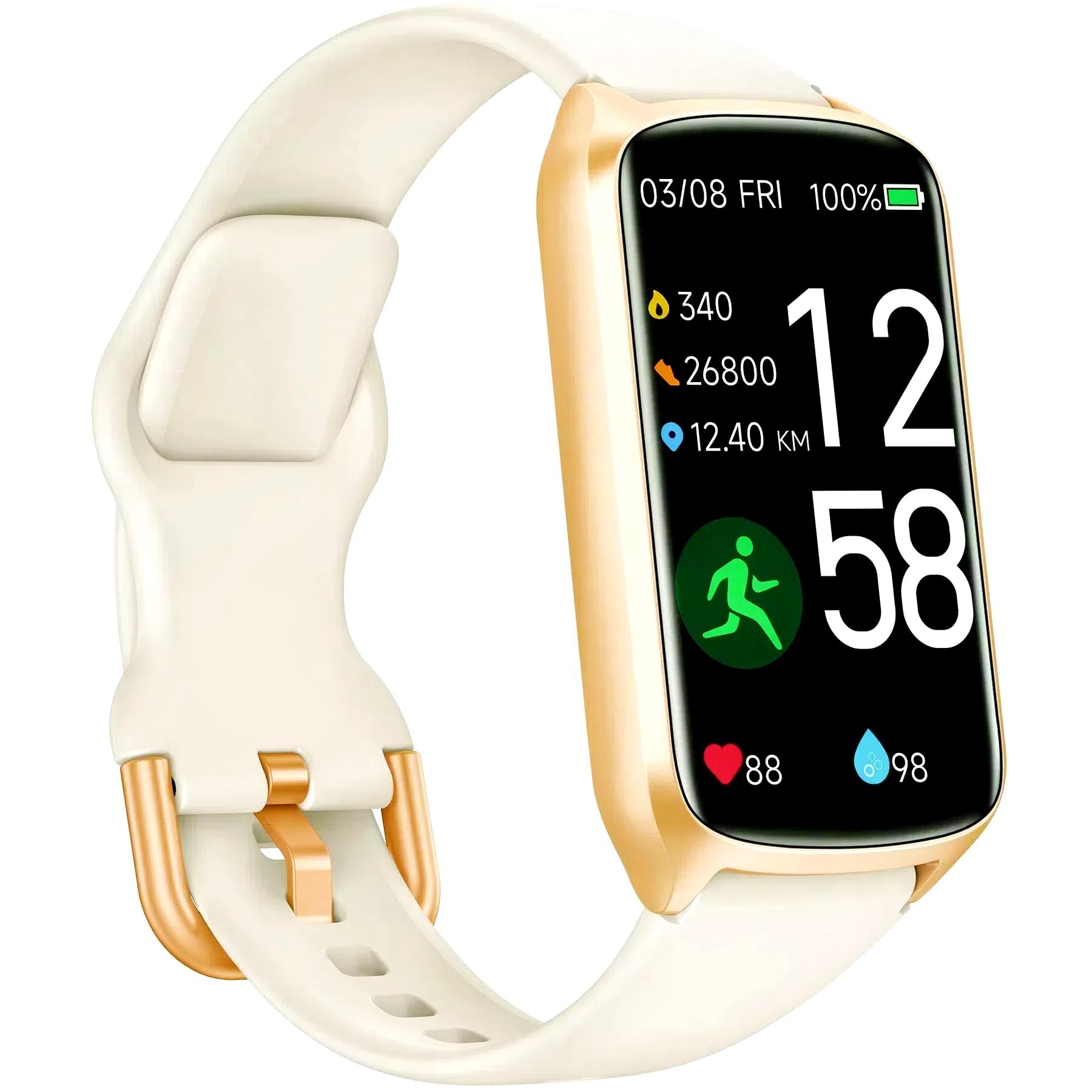 Amzhero Health Fitness Tracker with 24/7 Heart Rate, Blood Oxygen, Blood Pressure, Sleep Tracker, 5ATM Waterproof Activity Trackers with Step Tracker, Pedometer (S & L Bands Included)