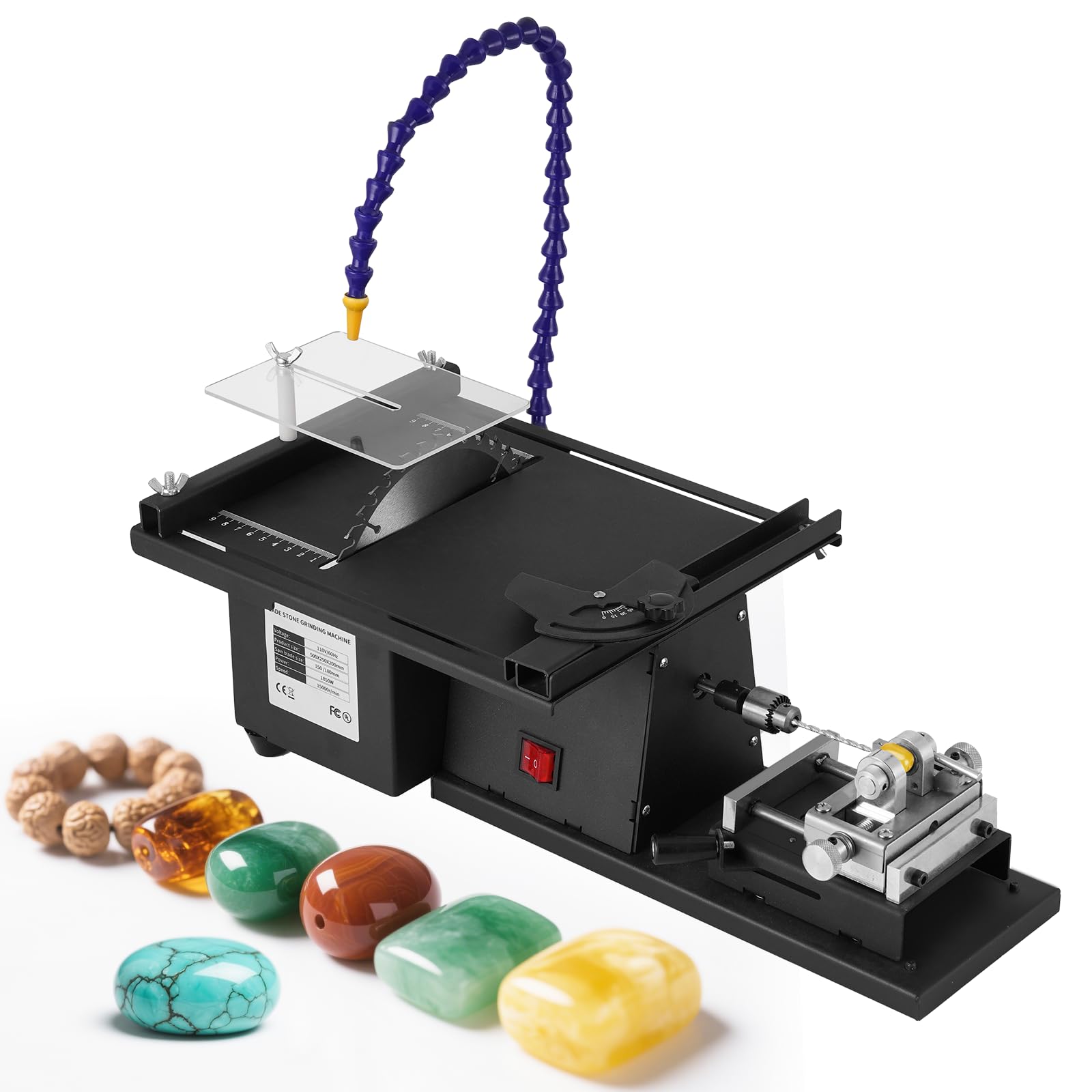 Multifunctional Lapidary Equipment 1850W Jewelry Lapidary Saw Rock Cutting Saw for Stones Lapidary Polisher for Grinding Engraving Polishing Drilling