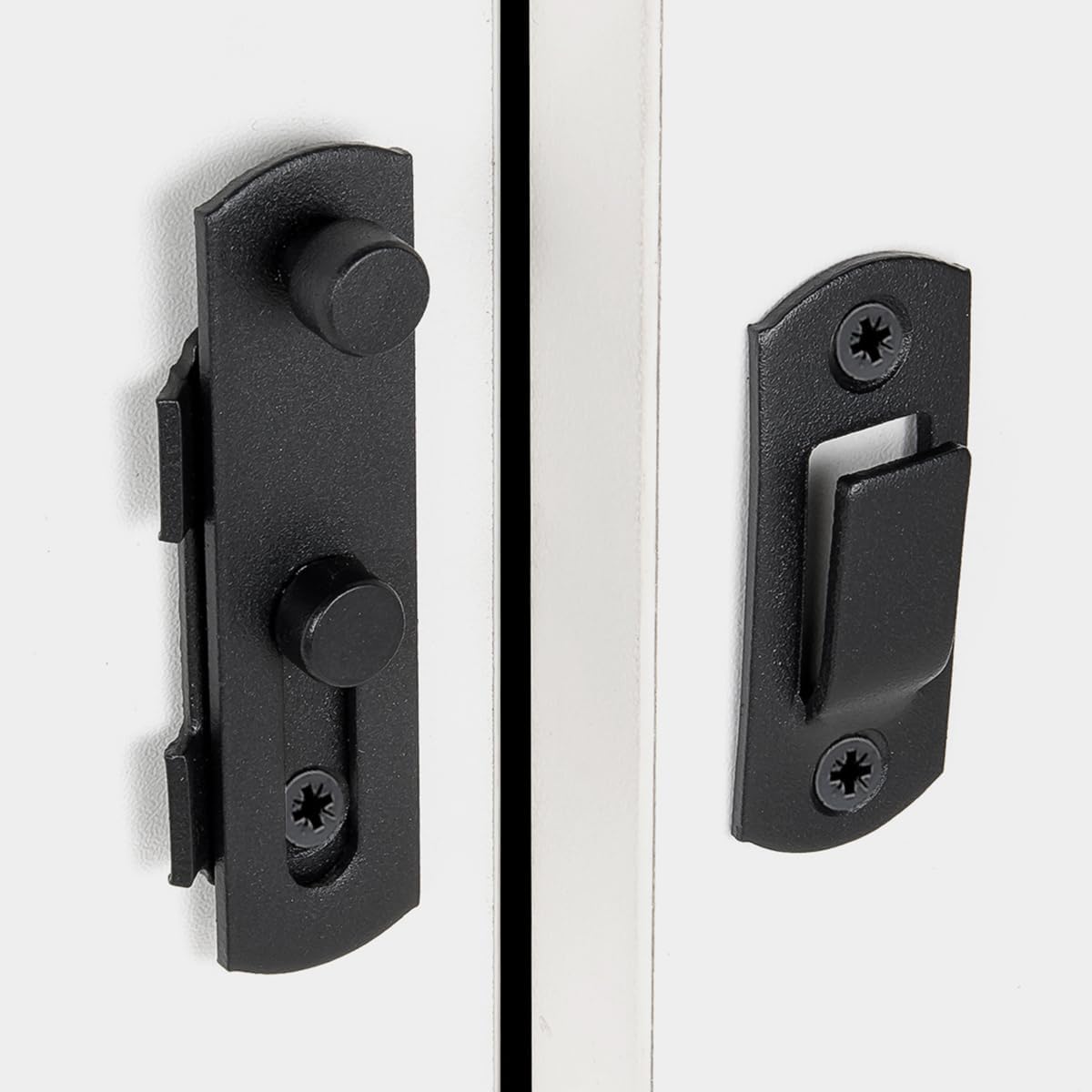 INIRET 6 Packs Barn Door Latches，2.75” x 2.02” Matte Black Stainless Steel barn gate flip Door Latch Bi-fold Door Lock,Sliding Door Antique Lock Gate Latches Wine Cabinet Closet Door Latches