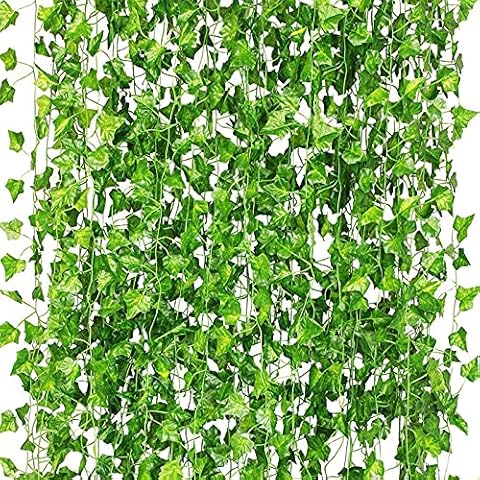 CQURE 36 Pcs Artificial Ivy Garland Vines for Room Decor UV Resistant Green Leaves Fake Plants Hanging Vine Plant for Wedding Party Garden Wall Decoration(252FT Cover