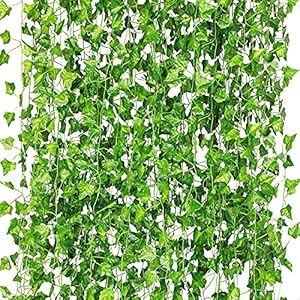 CQURE 12 Pack 84Ft Artificial Ivy Garland, Fake Vines UV Resistant Greenery Leaves Fake Plants Hanging Aesthetic Vines for Home Bedroom Party Garden Wall Room Decor