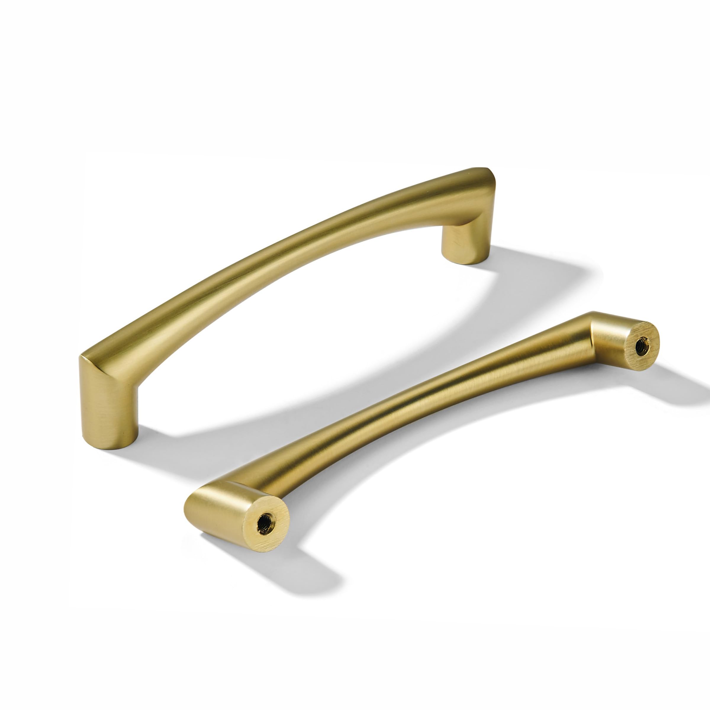 KHTUMEWARE-80445 Vibrant Brushed Moderne Brass Cabinet Pulls CTC 5 in (128 mm) 5-Pack