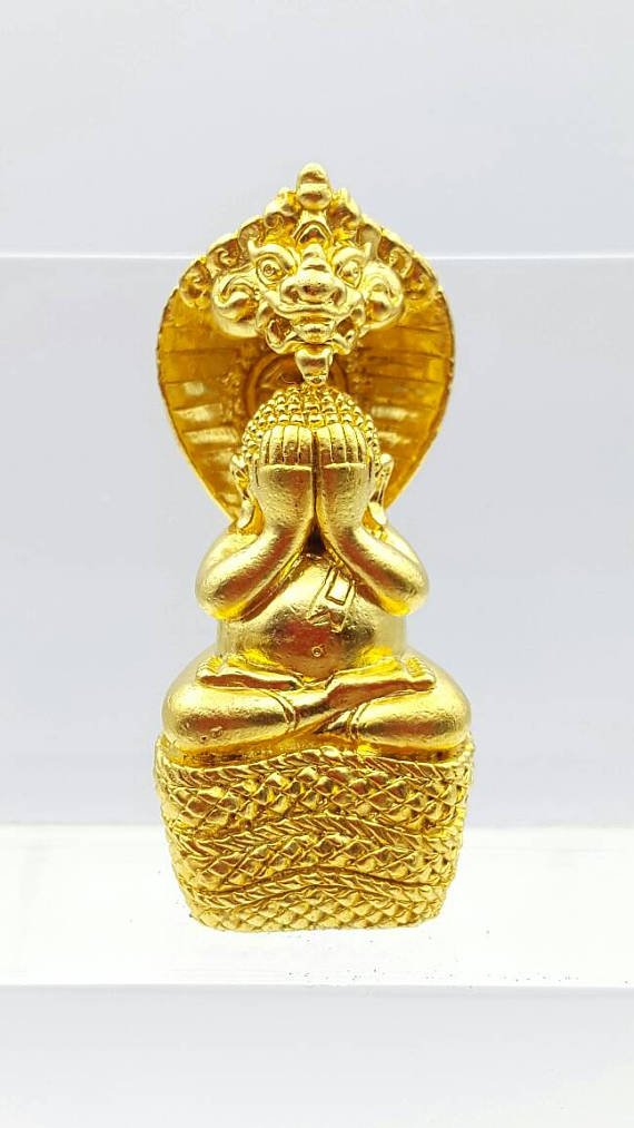 Thai amulet Phra Pidta Nakkarah King of Naga by Lp Khumbu Give protection Metta Maha Niyom, Happines