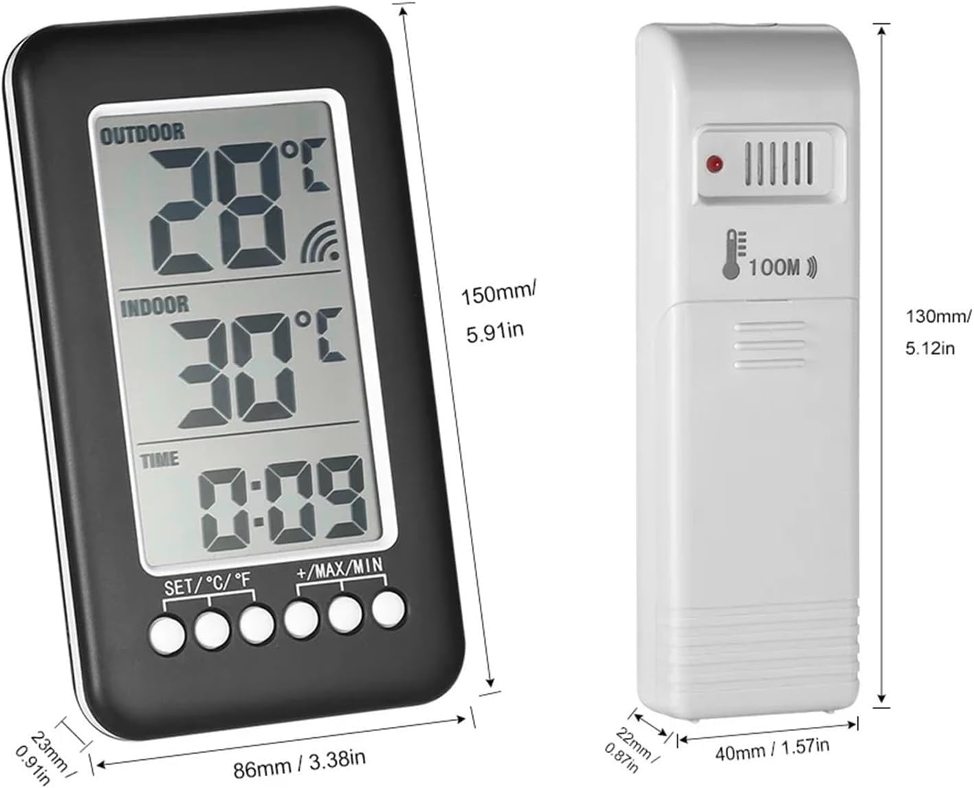 Stacje pogodowe, cyfrowy termometr z funkcją zegara, zewnętrzny, wewnętrzny, bezprzewodowy termometr elektroniczny LCD, stacja pogodowa, prezent dla domu i biura