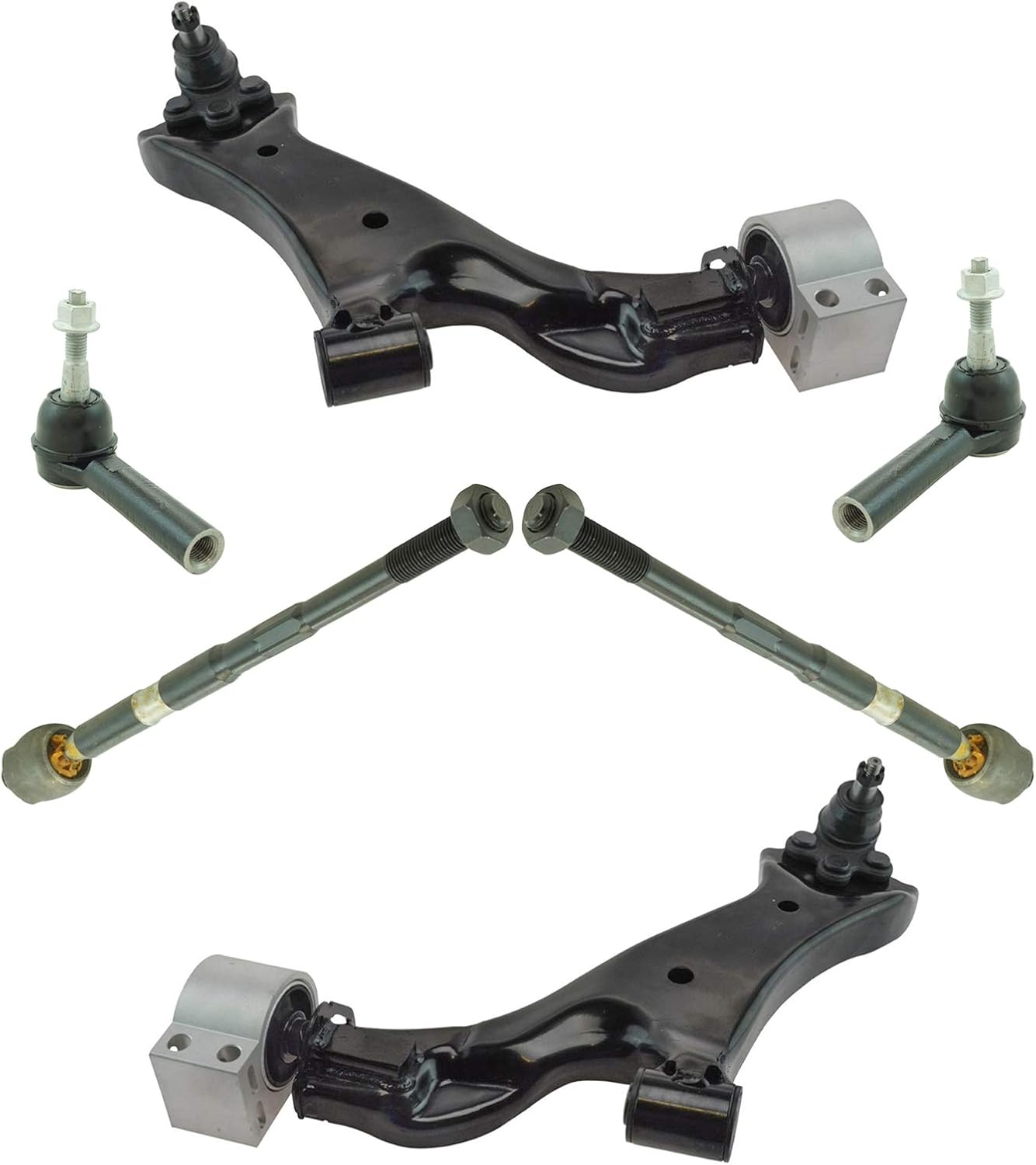 TRQ Front Steering & Suspension Kit Control Arm with Ball Joint Tie Rod Compatible with 2010-2017 Chevrolet Equinox GMC Terrain