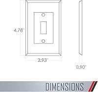 Vista 4 de Taymac 5070W Masque 2000 - Placa de pared estilo decorador de 1 banda, marco de pared pintable para interruptor de palanca, blanco (paquete de 1)