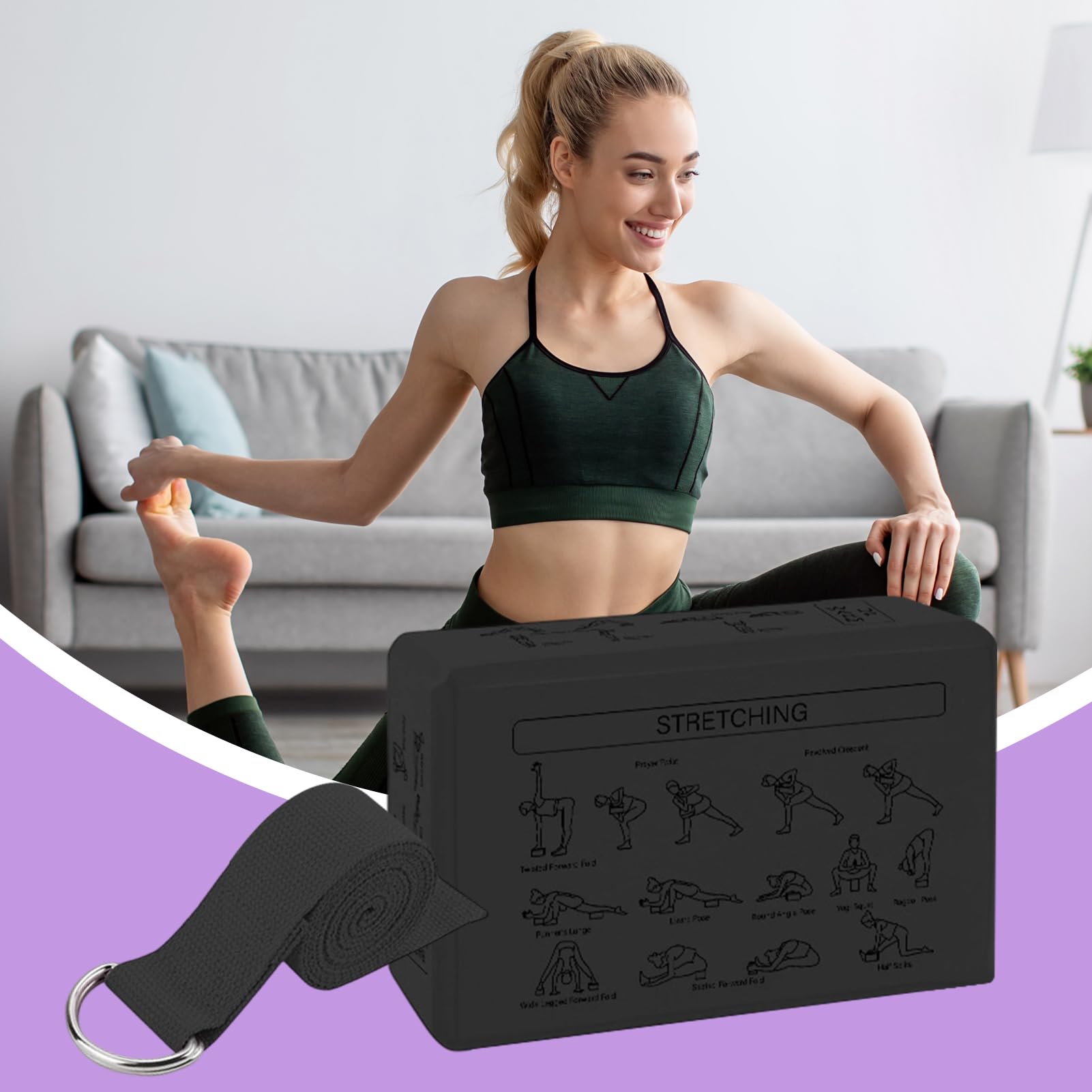 Bloki do jogi – 2 sztuki, nie śliskie, miękkie, lekkie, piankowe, do fitnessu, dla początkujących, kobiet, dorosłych, rozciągania, równowagi, ruchliwości, medytacji, treningu, domu, studia