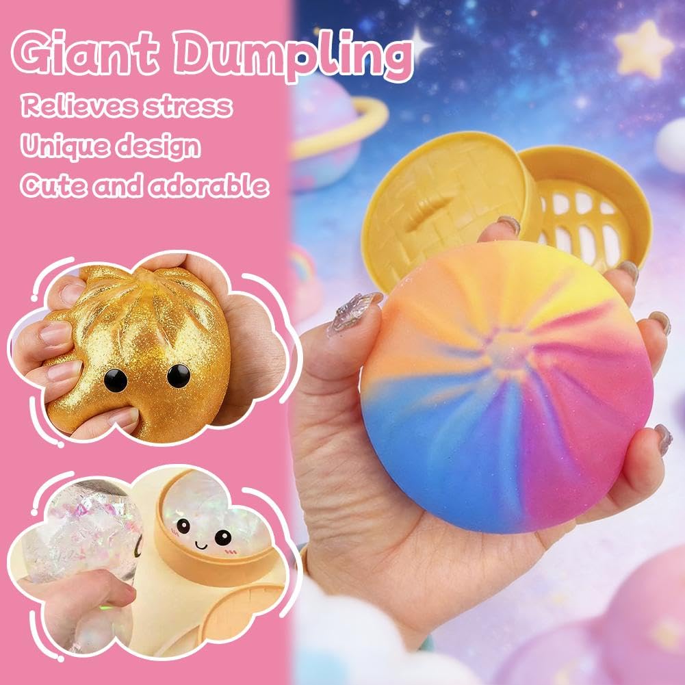 Glitter Dumpling, Dumplings Squishies, Mystery Glitter Dumpling Steamer Box, Colorful Dumplings Stress Balls Fidget Sensory Toy, Soft Squeeze Decompression Dough, Easter Basket Stocking Stuffers — view 9
