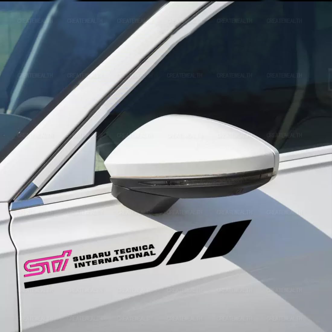 STI フェンダー エンブレム ドア ステッカー ボディ リア サイド ガラス サイドスカート 外観を向上させる カッコいい 傷を隠す 耐熱 反射 防水 (ブラック)