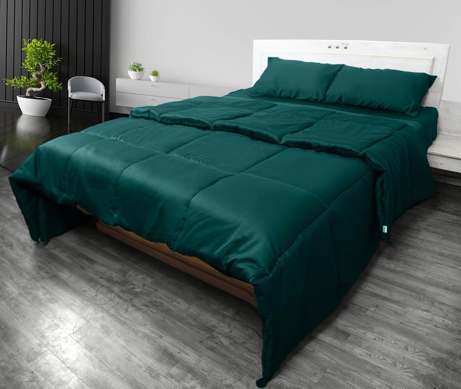 Miniatura 9 de Lujoso edredón de algodón cosido en caja, 3 piezas, ultra suave, agradable a la piel, edredón de algodón sin arrugas para todas las estaciones