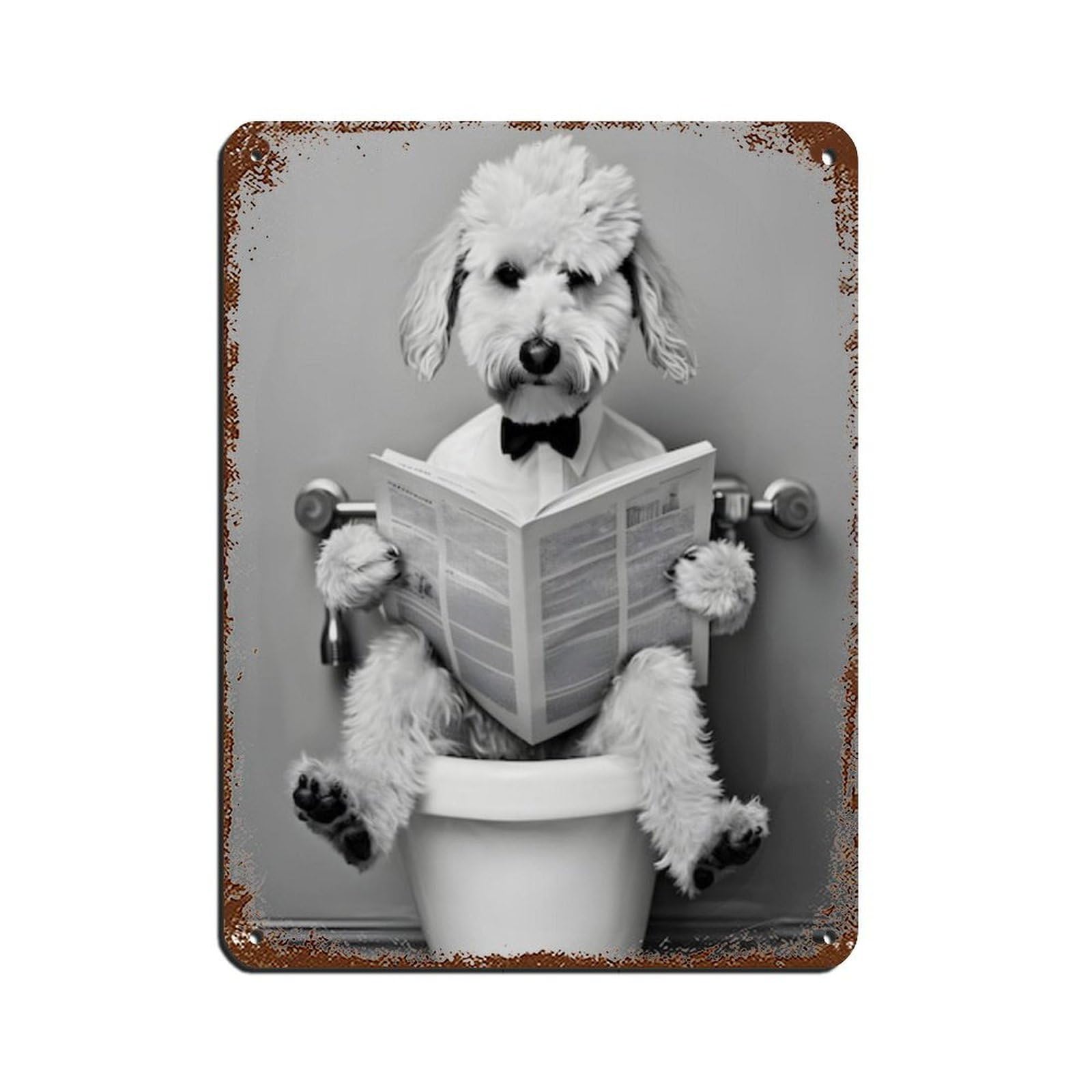 Bedlington Terrier, Funny Bathroom Decor Retro Poster Metal Tin Sign Chic Art Retro Iron Painting Bar People Cave Cafe Family Garage Poster Wall Decoration 12x16inch(30x40cm)