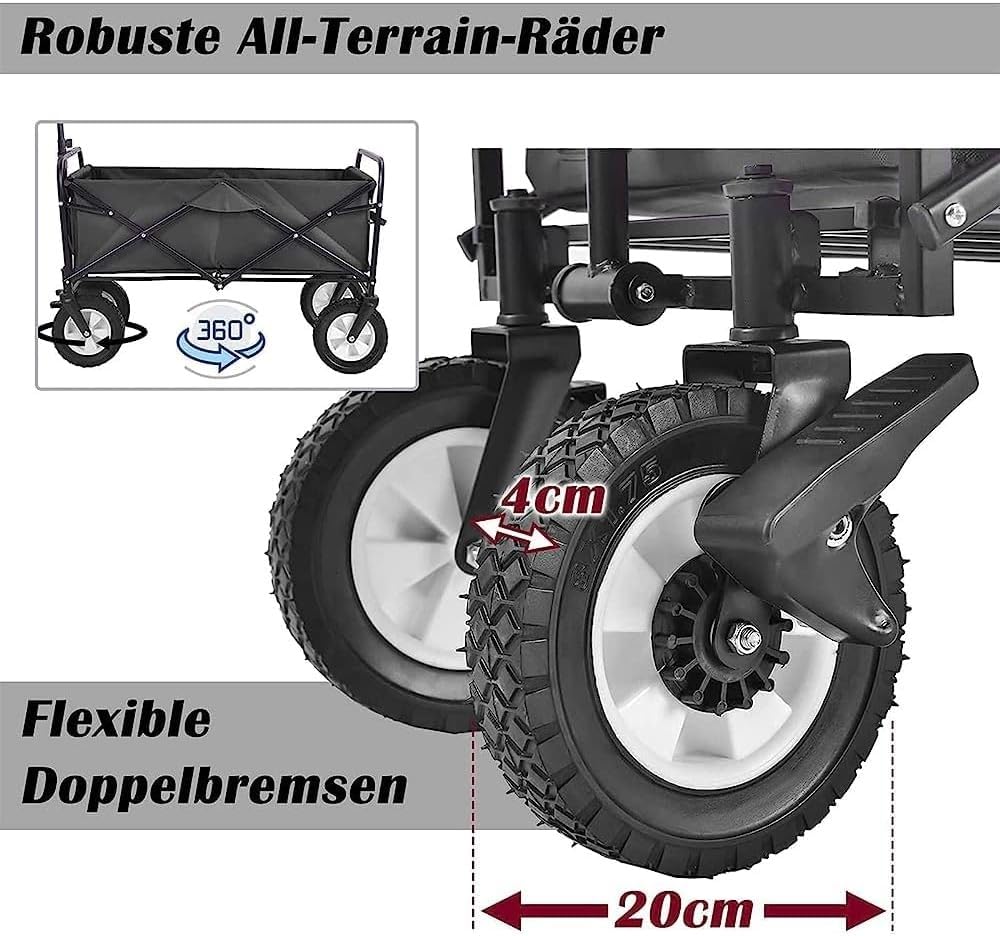 Carrello pieghevole da campeggio, per sport all'aria aperta, perfetto per giardinaggio, gite in spiaggia e avventure in famiglia