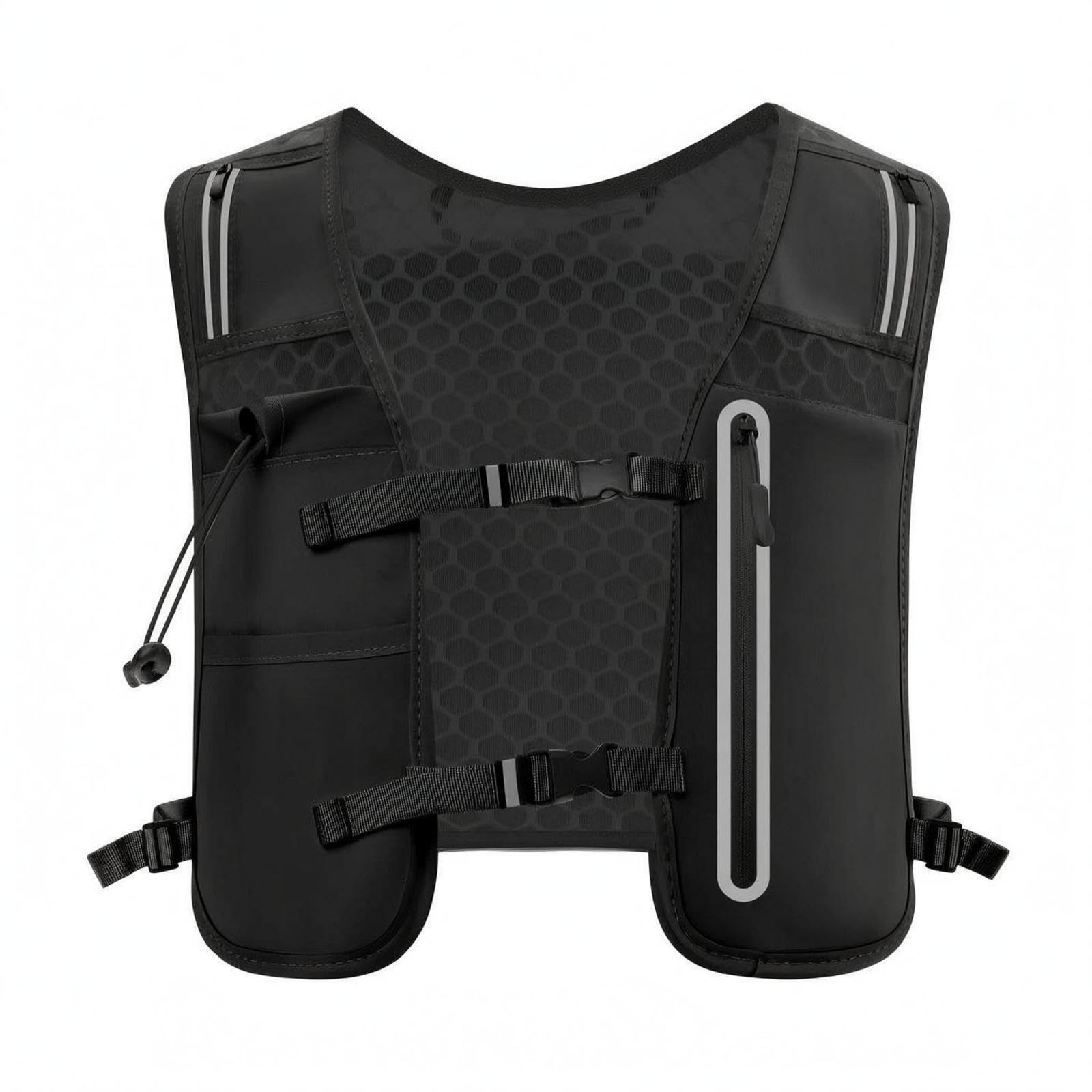 Vest-Style Backpack Reflective Strips Bicycling Vest Pack Lightweight Chest Pack for Running, Hiking Black | Hydration Packs | Hiking Backpacks | Camping & Hiking | Outdoor Sports-image-28