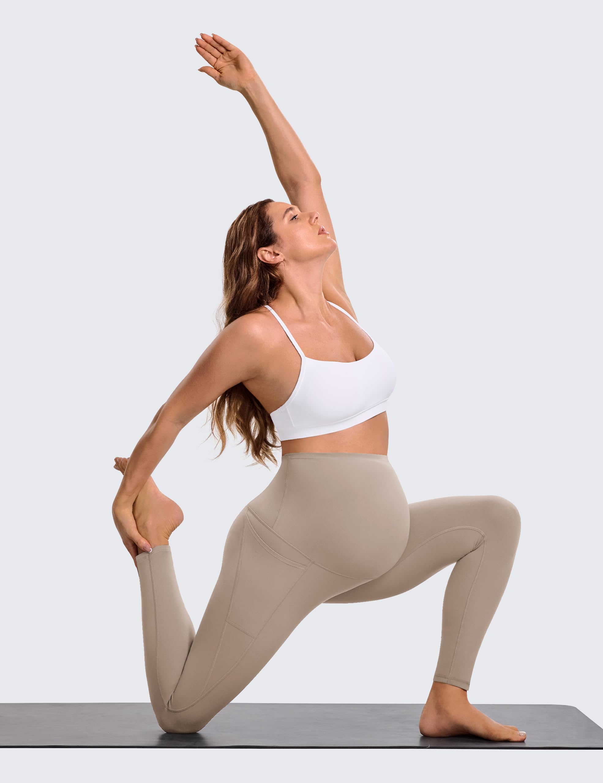 BAYDI Clouduxi, leggings premaman con tasche, 64 cm, a vita alta, opachi, pantaloni premaman