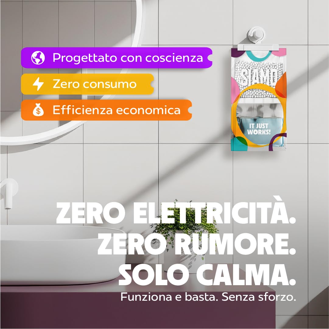 Siamo 15 Pack Sacchetti Deumidificatori Antimuffa Per Armadio, Casa, Assorbi Umidità In Armadi, Cucine, Seminterrati, Camper #1 in deumidificatori Eliminare Odore Sgradevole Funziona e Basta