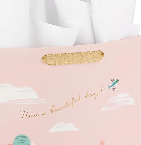 Miniatura 5 de Hallmark Bolsa de regalo grande de 13 pulgadas con papel de seda, 130, rosa, morado, verde azulado, dorado