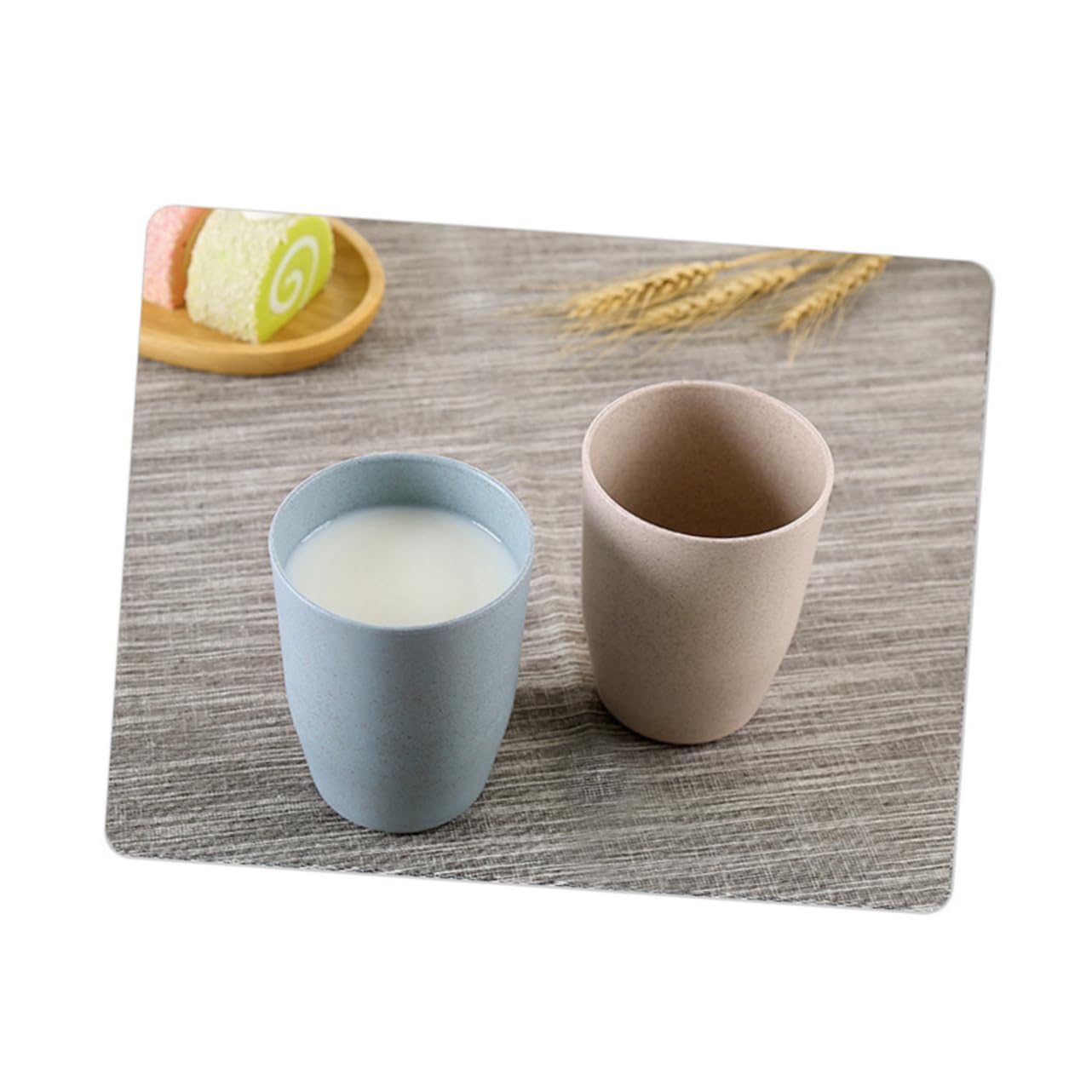 HOLIDYOYO Bathroom Wheat Stem Tumbler Cup for Mouthwash Lightweight and Stackable Rinsing Mug for Boys and Girls and Adults Northern European Beige Design